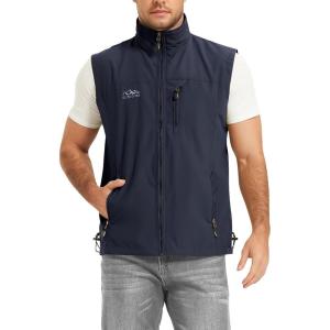 image:imageFlygo Mens Lightweight Casual Vest Summer Outdoor Sleeveless Travel Hiking Fishing Work Vest Outerwear with Multi Pockets01 Navy Blue
