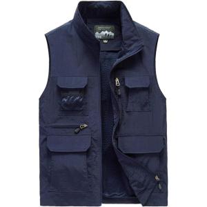 image:imageFlygo Mens Lightweight Casual Vest Summer Outdoor Sleeveless Travel Hiking Fishing Work Vest Outerwear with Multi PocketsLight Navy