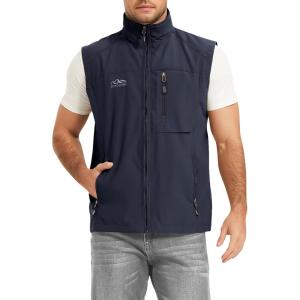 image:imageFlygo Mens Lightweight Casual Vest Summer Outdoor Sleeveless Travel Hiking Fishing Work Vest Outerwear with Multi PocketsNavy Blue