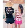 image:imageFlygo Hollow Out Floral Lace Crop Top for Women 2026 Trendy Oversized Sleeveless Crochet Vest Coverup Y2K Going Out TopsBlack