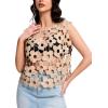 image:imageFlygo Hollow Out Floral Lace Crop Top for Women 2026 Trendy Oversized Sleeveless Crochet Vest Coverup Y2K Going Out TopsKhaki