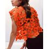 image:imageFlygo Hollow Out Floral Lace Crop Top for Women 2026 Trendy Oversized Sleeveless Crochet Vest Coverup Y2K Going Out TopsOrange