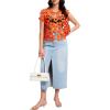 image:imageFlygo Hollow Out Floral Lace Crop Top for Women 2026 Trendy Oversized Sleeveless Crochet Vest Coverup Y2K Going Out TopsOrange