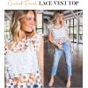 image:imageFlygo Hollow Out Floral Lace Crop Top for Women 2026 Trendy Oversized Sleeveless Crochet Vest Coverup Y2K Going Out TopsWhite