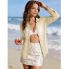 image:imageFlygo Sheer Tops for Women Sexy Long Sleeve Button up Shirts Loose Collared See Through Mesh Blouse TopBeige
