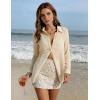 image:imageFlygo Sheer Tops for Women Sexy Long Sleeve Button up Shirts Loose Collared See Through Mesh Blouse TopBeige