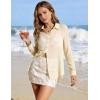 image:imageFlygo Sheer Tops for Women Sexy Long Sleeve Button up Shirts Loose Collared See Through Mesh Blouse TopBeige