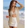 image:imageFlygo Sheer Tops for Women Sexy Long Sleeve Button up Shirts Loose Collared See Through Mesh Blouse TopKhaki