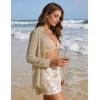 image:imageFlygo Sheer Tops for Women Sexy Long Sleeve Button up Shirts Loose Collared See Through Mesh Blouse TopKhaki