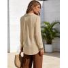 image:imageFlygo Sheer Tops for Women Sexy Long Sleeve Button up Shirts Loose Collared See Through Mesh Blouse TopKhaki
