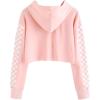 image:imageFlygo Womens Casual Cropped Hoodie Cute Plaid Sweatshirt Pullover Crop Tops for Teen GirlsPink