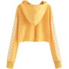 image:imageFlygo Womens Casual Cropped Hoodie Cute Plaid Sweatshirt Pullover Crop Tops for Teen GirlsYellow