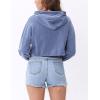 image:imageFlygo Womens Cropped Hoodie Long Sleeve Pullover Hooded Sweatshirt Loose Crop TopBluegrey
