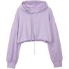 image:imageFlygo Womens Cropped Hoodie Long Sleeve Pullover Hooded Sweatshirt Loose Crop TopPurple
