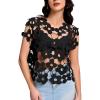 image:imageFlygo Hollow Out Floral Lace Crop Top for Women 2026 Trendy Oversized Sleeveless Crochet Vest Coverup Y2K Going Out TopsBlack