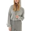 image:imageFlygo Womens Cropped Hoodie Long Sleeve Pullover Hooded Sweatshirt Loose Crop TopGrey