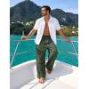 image:imageFlygo Linen Pants Men Casual Wide Leg Baggy Pants Summer Cotton Elastic Waist Yoga Beach TrousersArmy Green