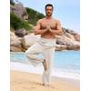 image:imageFlygo Linen Pants Men Casual Wide Leg Baggy Pants Summer Cotton Elastic Waist Yoga Beach TrousersBeige