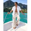 image:imageFlygo Linen Pants Men Casual Wide Leg Baggy Pants Summer Cotton Elastic Waist Yoga Beach TrousersBeige