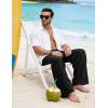 image:imageFlygo Linen Pants Men Casual Wide Leg Baggy Pants Summer Cotton Elastic Waist Yoga Beach TrousersBlack