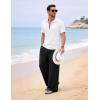 image:imageFlygo Linen Pants Men Casual Wide Leg Baggy Pants Summer Cotton Elastic Waist Yoga Beach TrousersBlack