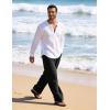 image:imageFlygo Linen Pants Men Casual Wide Leg Baggy Pants Summer Cotton Elastic Waist Yoga Beach TrousersBlack