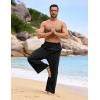 image:imageFlygo Linen Pants Men Casual Wide Leg Baggy Pants Summer Cotton Elastic Waist Yoga Beach TrousersBlack