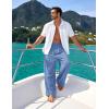 image:imageFlygo Linen Pants Men Casual Wide Leg Baggy Pants Summer Cotton Elastic Waist Yoga Beach TrousersBlue