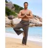 image:imageFlygo Linen Pants Men Casual Wide Leg Baggy Pants Summer Cotton Elastic Waist Yoga Beach TrousersBrown