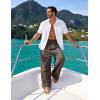 image:imageFlygo Linen Pants Men Casual Wide Leg Baggy Pants Summer Cotton Elastic Waist Yoga Beach TrousersBrown