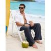image:imageFlygo Linen Pants Men Casual Wide Leg Baggy Pants Summer Cotton Elastic Waist Yoga Beach TrousersGrey