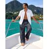 image:imageFlygo Linen Pants Men Casual Wide Leg Baggy Pants Summer Cotton Elastic Waist Yoga Beach TrousersGrey