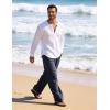 image:imageFlygo Linen Pants Men Casual Wide Leg Baggy Pants Summer Cotton Elastic Waist Yoga Beach TrousersGrey