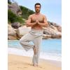 image:imageFlygo Linen Pants Men Casual Wide Leg Baggy Pants Summer Cotton Elastic Waist Yoga Beach TrousersLight Khaki