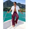 image:imageFlygo Linen Pants Men Casual Wide Leg Baggy Pants Summer Cotton Elastic Waist Yoga Beach TrousersWine Red