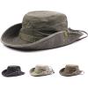 image:imageFlygo Mens Outdoor Wide Brim Bucket Mesh Side Snap Fishing Hat Safari CapGrey