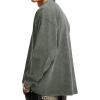 image:imageFlygo Mens Oversized Sweatshirts Athletic Acid Washed Cotton Crewneck Long Sleeve Shirts Vintage Unisex Tee TopsArmygreen