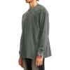 image:imageFlygo Mens Oversized Sweatshirts Athletic Acid Washed Cotton Crewneck Long Sleeve Shirts Vintage Unisex Tee TopsArmygreen