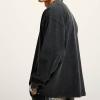 image:imageFlygo Mens Oversized Sweatshirts Athletic Acid Washed Cotton Crewneck Long Sleeve Shirts Vintage Unisex Tee TopsBlack