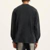 image:imageFlygo Mens Oversized Sweatshirts Athletic Acid Washed Cotton Crewneck Long Sleeve Shirts Vintage Unisex Tee TopsBlack