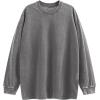 image:imageFlygo Mens Oversized Sweatshirts Athletic Acid Washed Cotton Crewneck Long Sleeve Shirts Vintage Unisex Tee TopsGrey