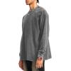 image:imageFlygo Mens Oversized Sweatshirts Athletic Acid Washed Cotton Crewneck Long Sleeve Shirts Vintage Unisex Tee TopsGrey