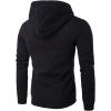 image:imageFlygo Mens Solid Fitted Full Zip Up Hooded Sweatshirt with PocketsBlack