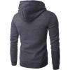 image:imageFlygo Mens Solid Fitted Full Zip Up Hooded Sweatshirt with PocketsDark Grey