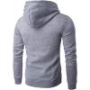 image:imageFlygo Mens Solid Fitted Full Zip Up Hooded Sweatshirt with PocketsLight Grey
