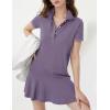 image:imageFlygo Womens Polo Dress Collared Short Sleeve Ruffle Golf Tennis T Shirt Sports Workout Mini Summer Dresses Tunic PiqueDustypurple
