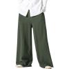 image:imageFlygo Linen Pants Men Casual Wide Leg Baggy Pants Summer Cotton Elastic Waist Yoga Beach TrousersArmy Green