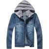 image:imageFlygo Mens Casual Full Zip Moto Denim Jean Jacket Coat with Detachable Hooded Blue Xsmall