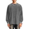 image:imageFlygo Mens Oversized Sweatshirts Athletic Acid Washed Cotton Crewneck Long Sleeve Shirts Vintage Unisex Tee TopsGrey
