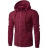 image:imageFlygo Mens Solid Fitted Full Zip Up Hooded Sweatshirt with PocketsWine Red